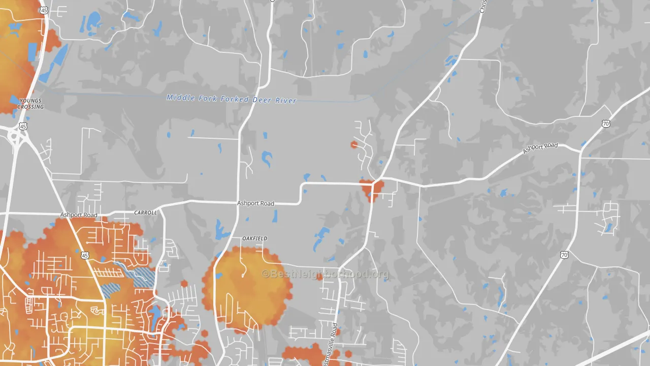 Bike Grade map of 38362, TN
