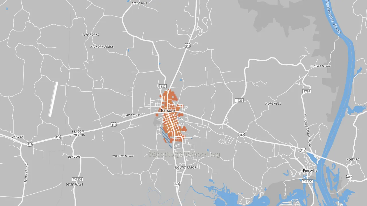 Bike Grade map of 38363, TN