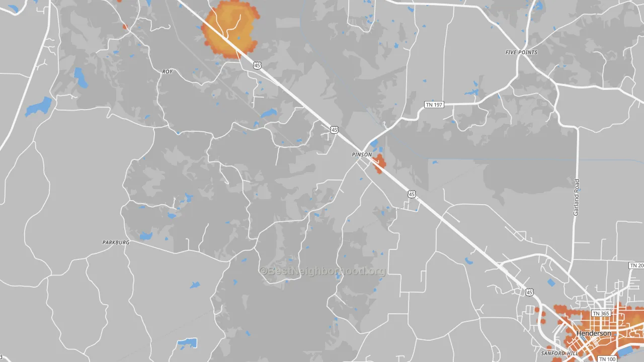 Bike Grade map of 38366, TN