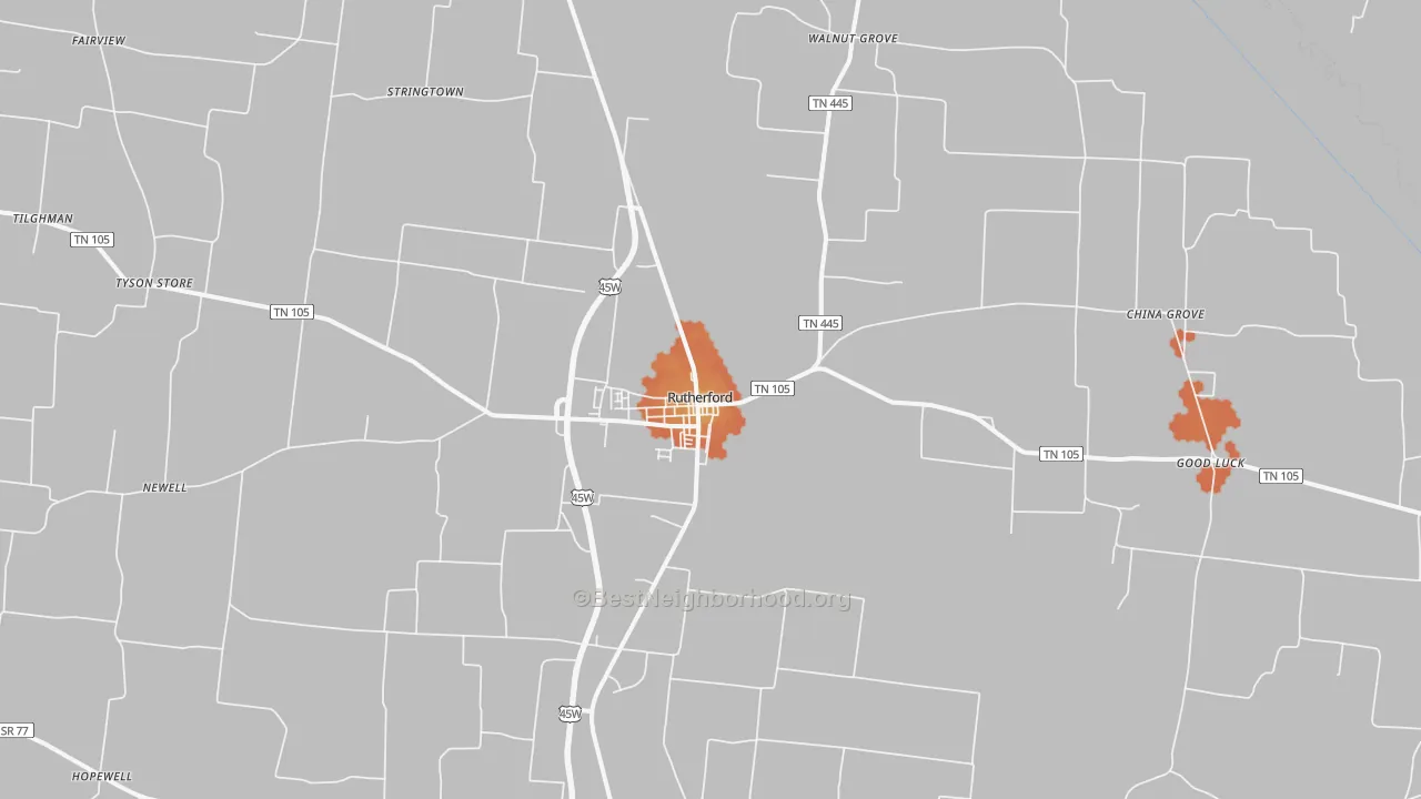 Bike Grade map of 38369, TN