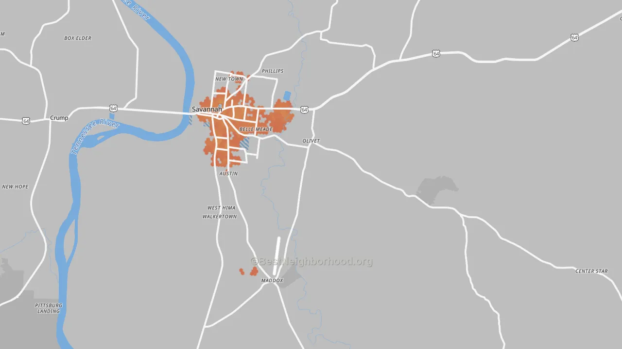 Bike Grade map of 38372, TN