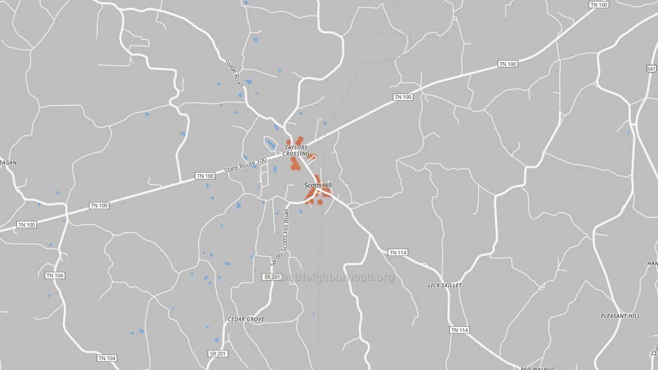 Bike Grade map of 38374, TN