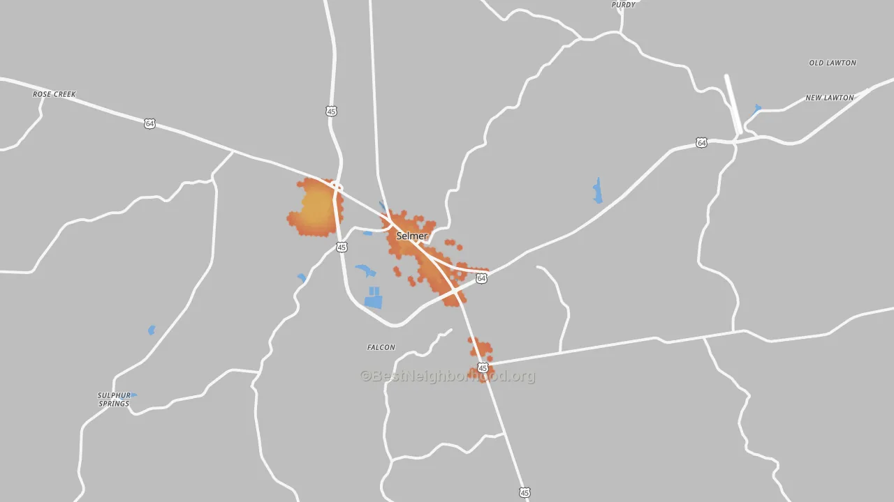 Bike Grade map of 38375, TN