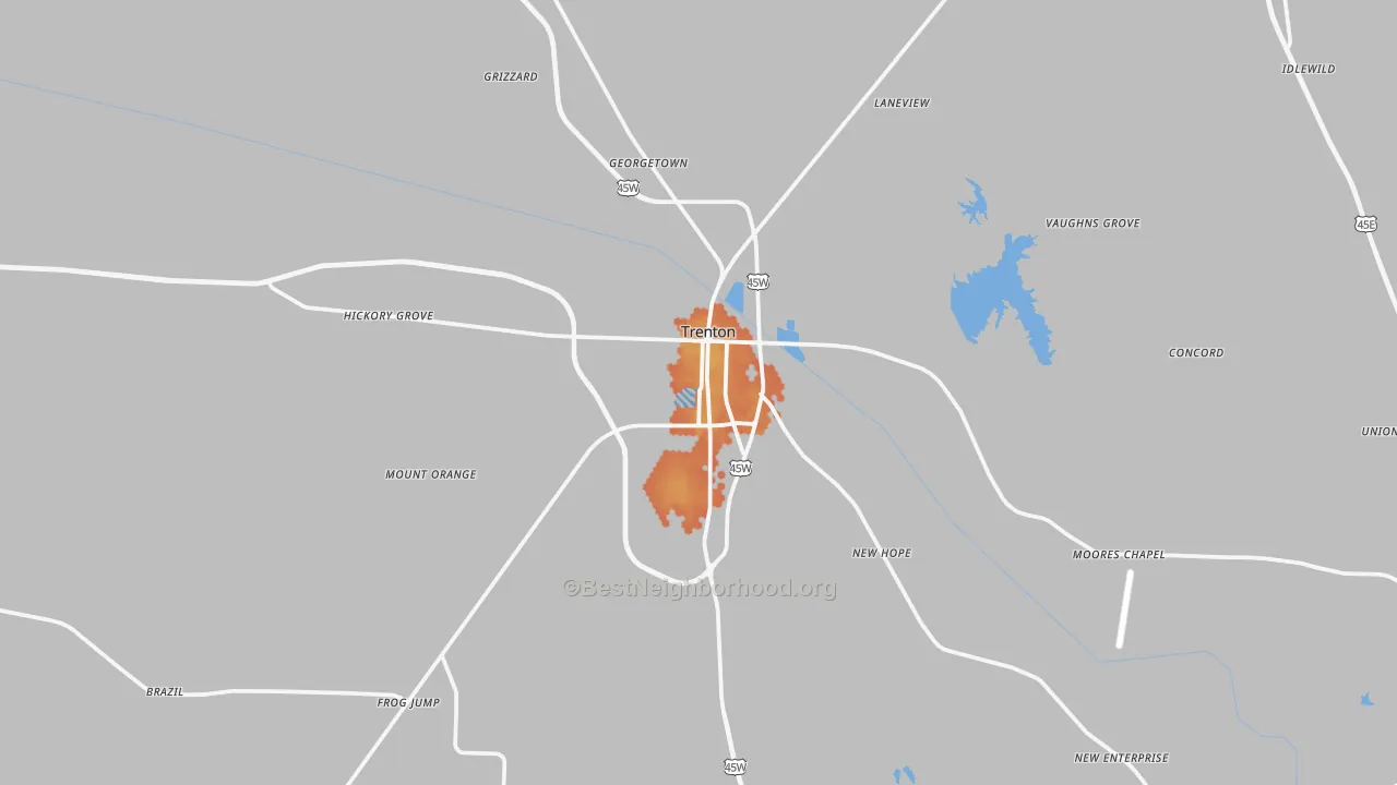 Bike Grade map of 38382, TN
