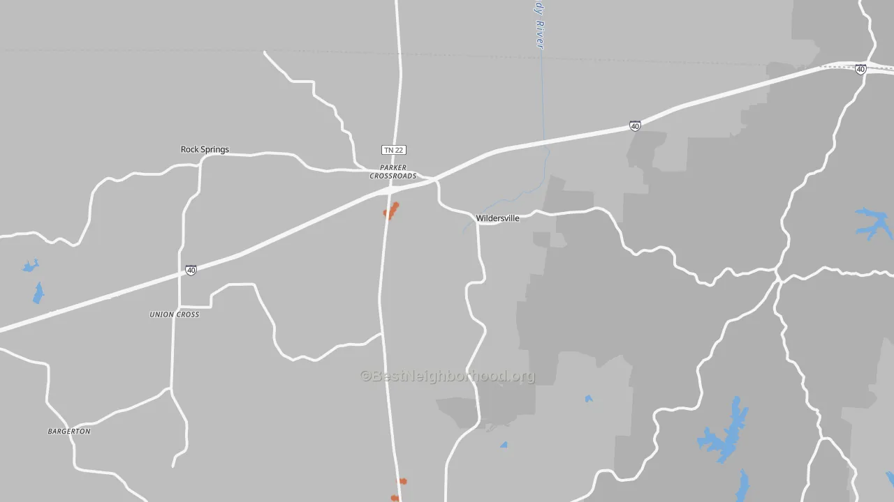 Bike Grade map of 38388, TN