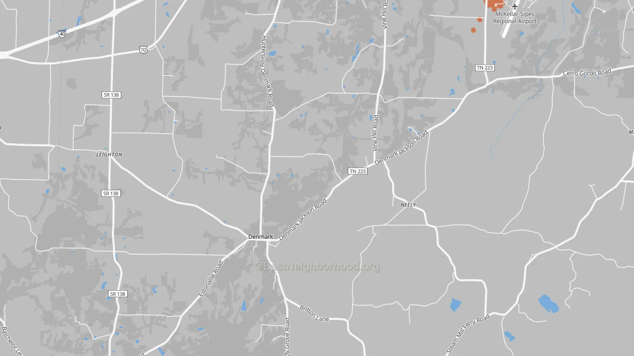 Bike Grade map of 38391, TN