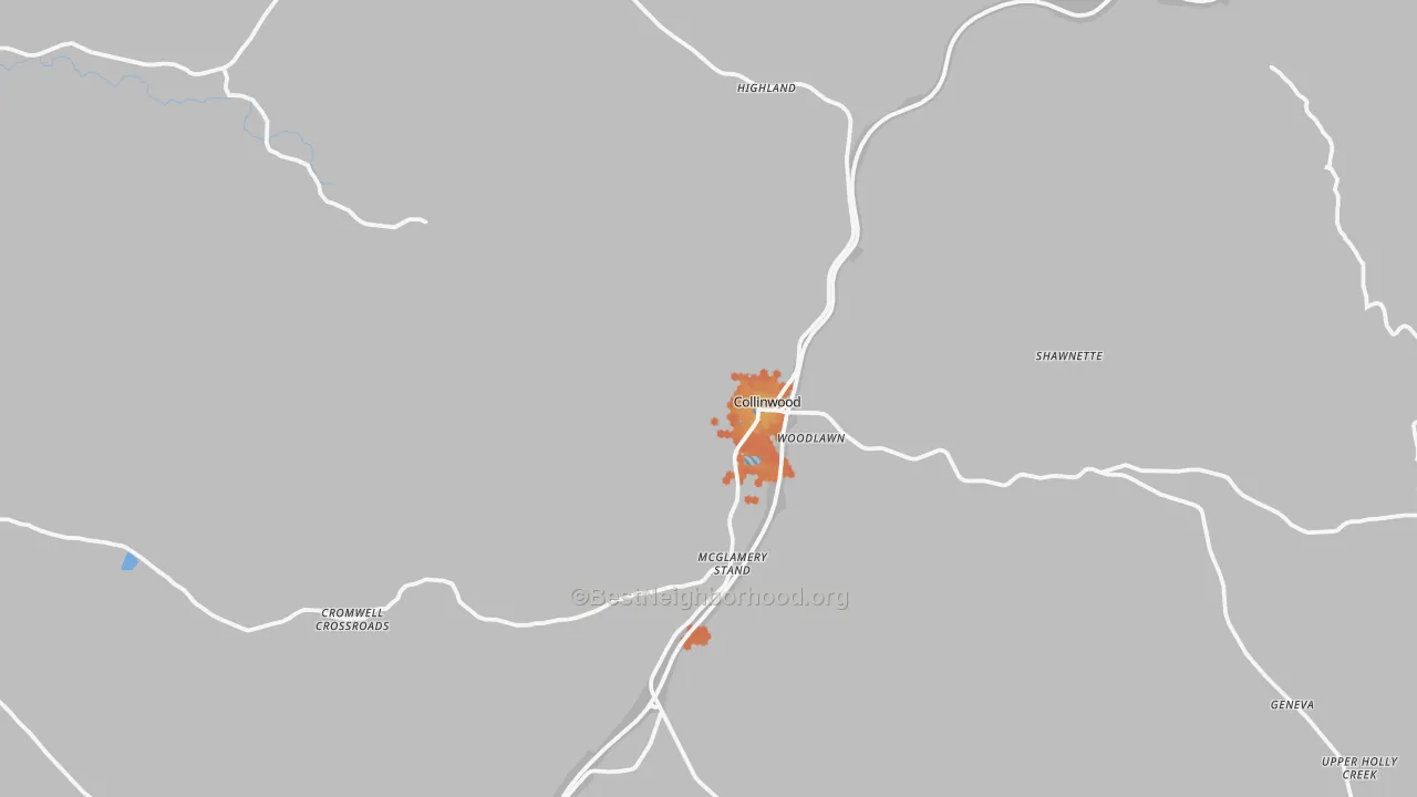 Bike Grade map of 38450, TN