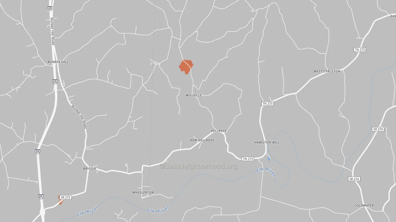 Bike Grade map of 38453, TN