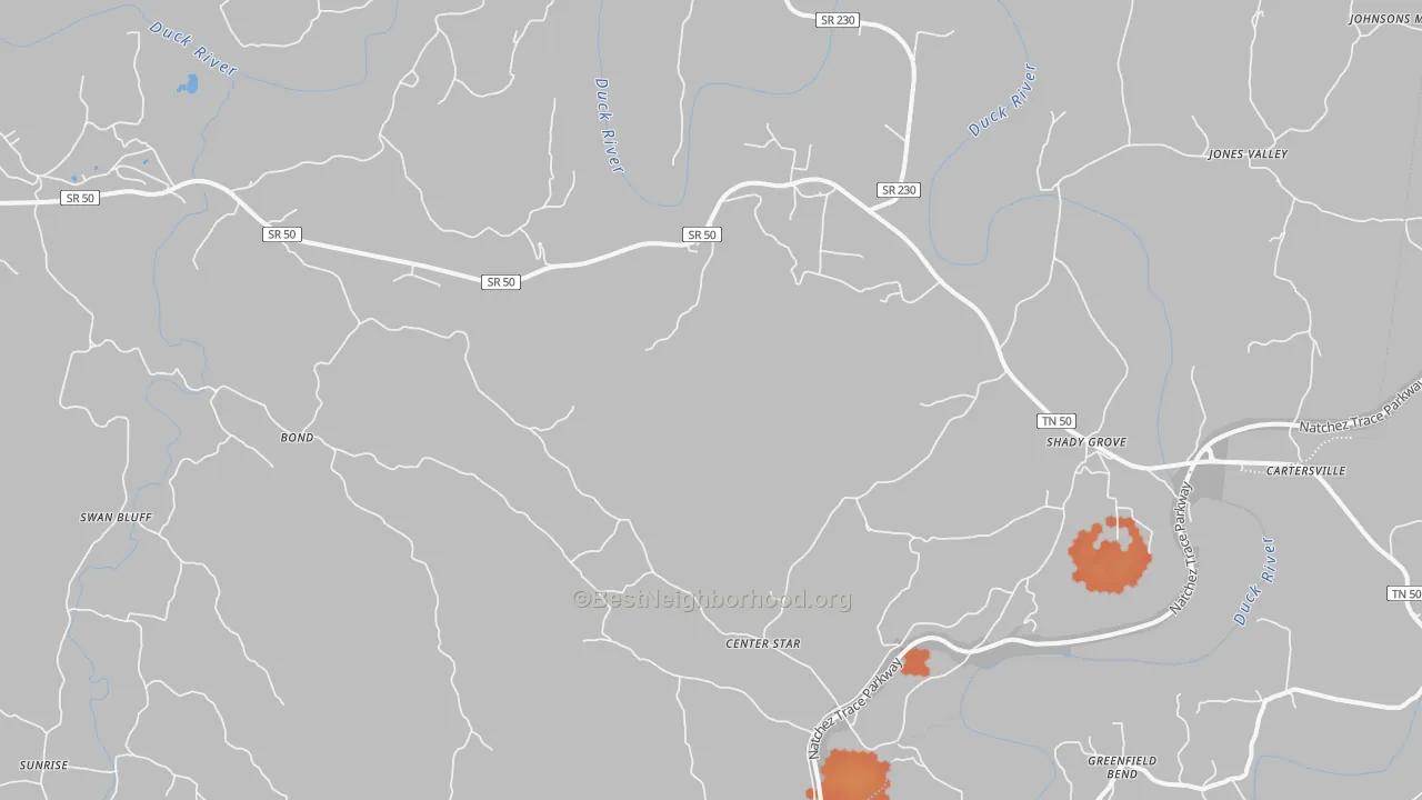 Bike Grade map of 38454, TN