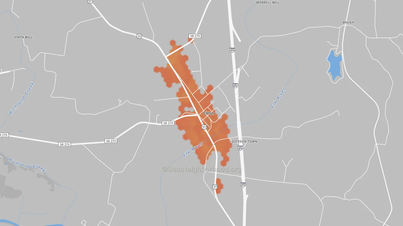 Bike Grade map of 38455, TN