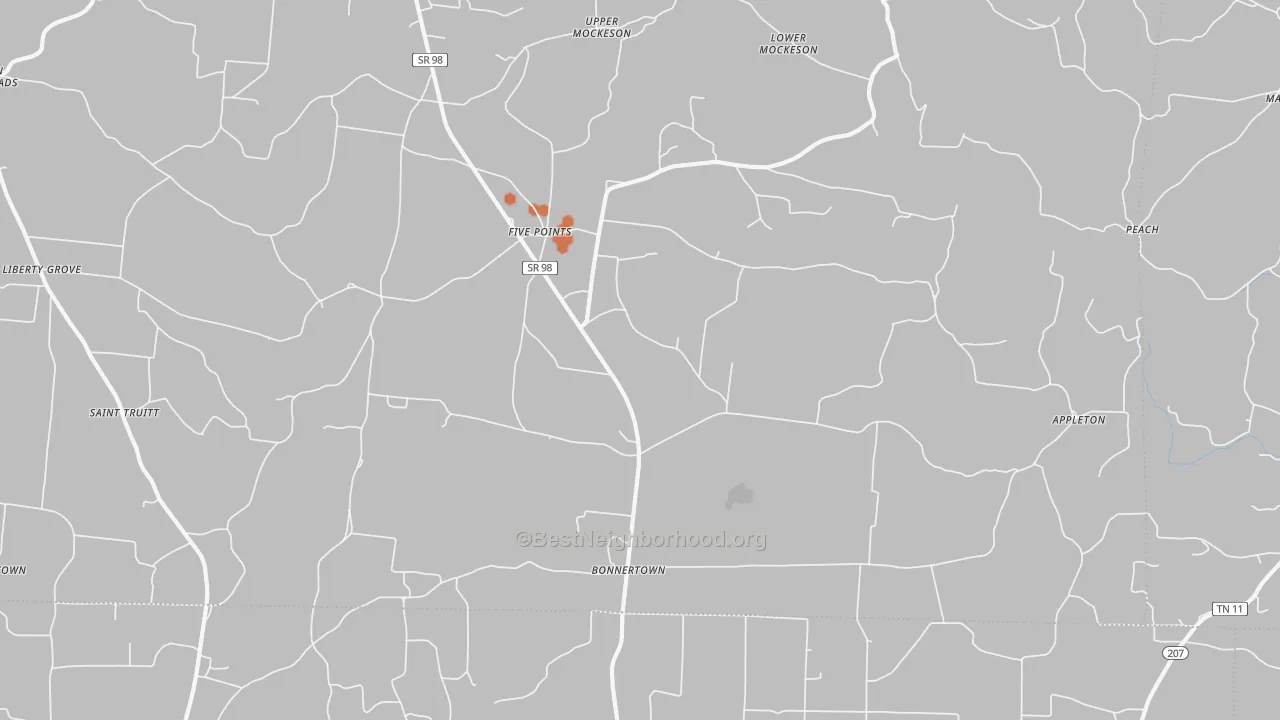 Bike Grade map of 38457, TN