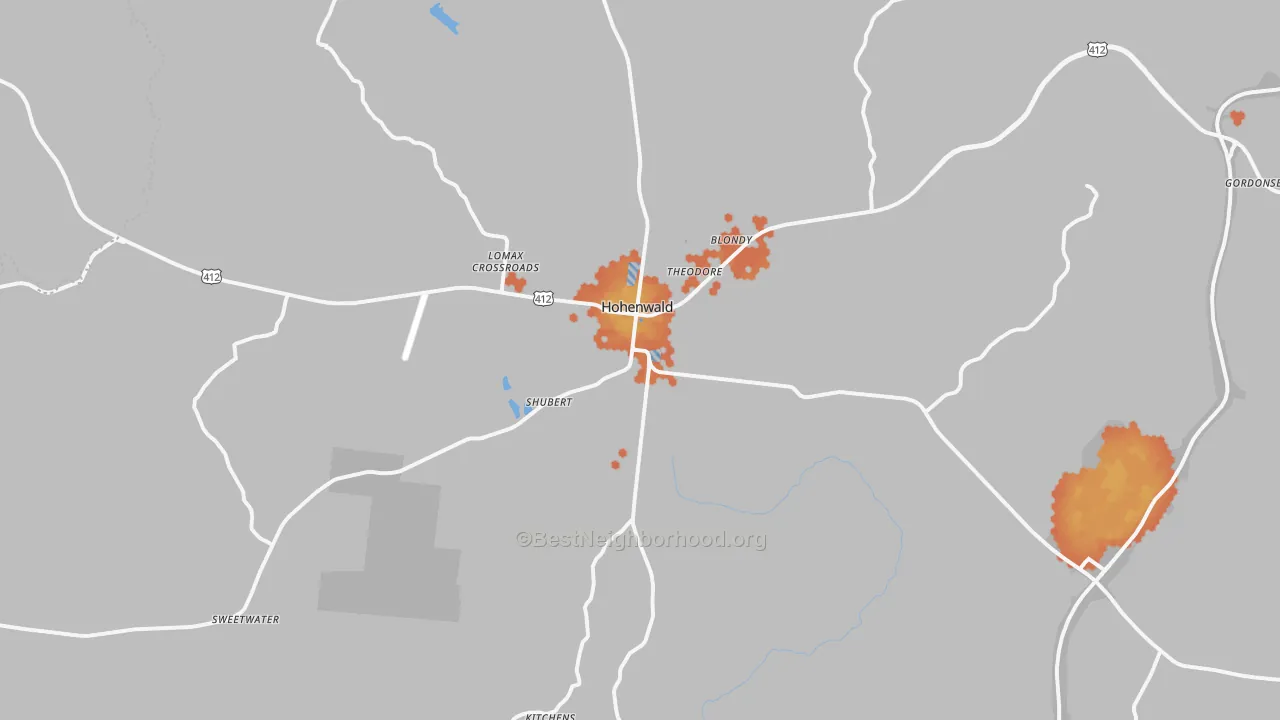 Bike Grade map of 38462, TN