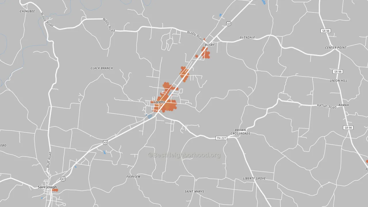 Bike Grade map of 38469, TN