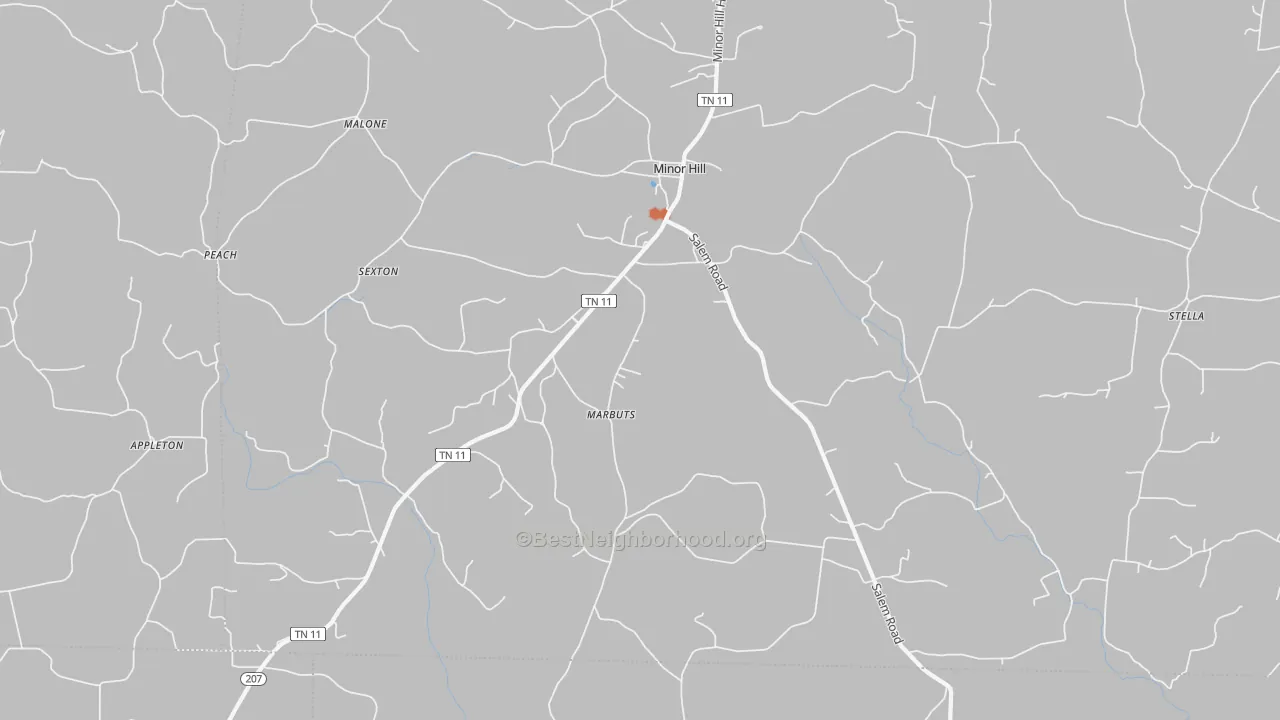 Bike Grade map of 38473, TN