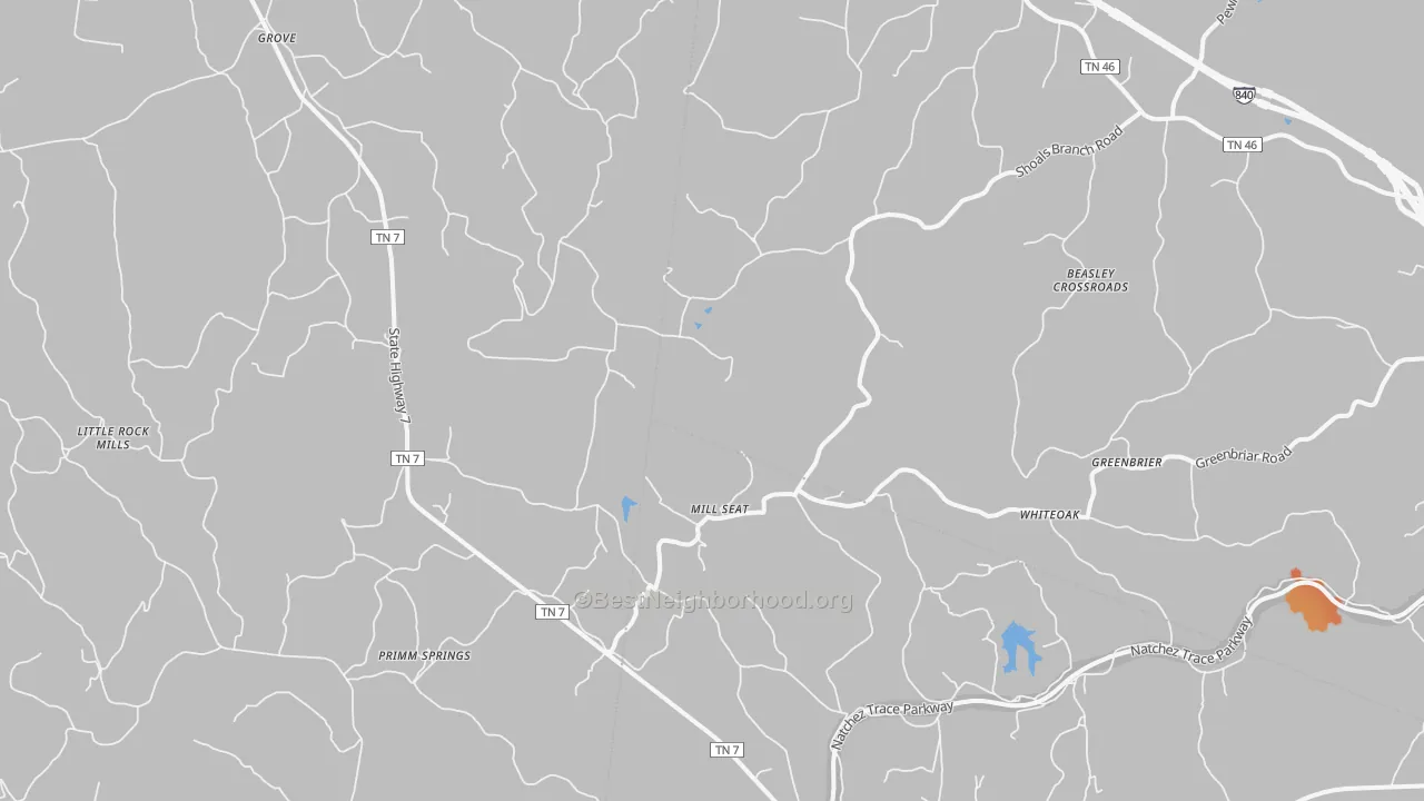 Bike Grade map of 38476, TN