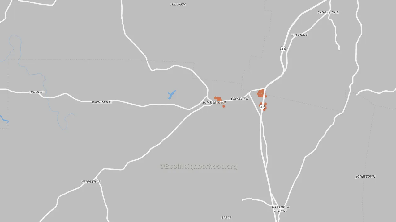 Bike Grade map of 38483, TN