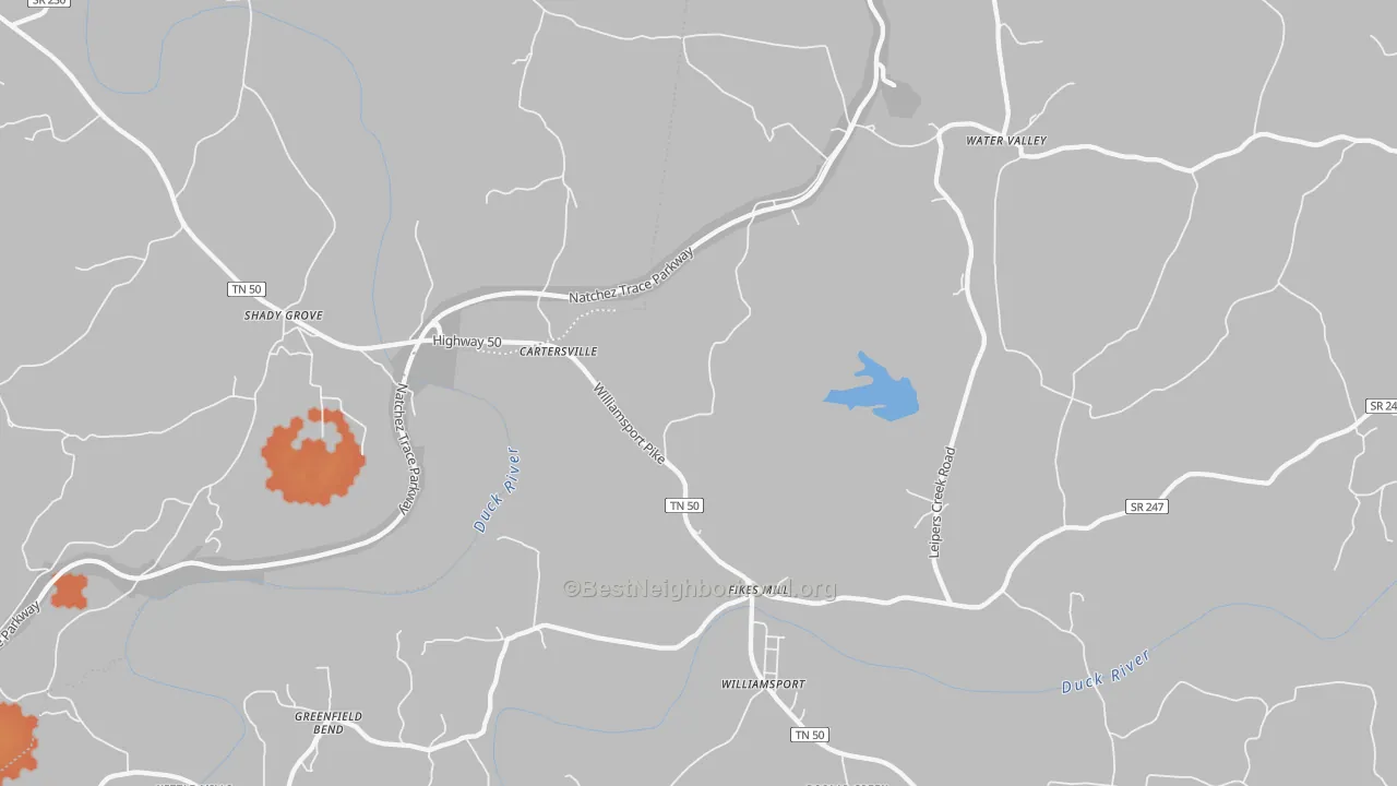 Bike Grade map of 38487, TN