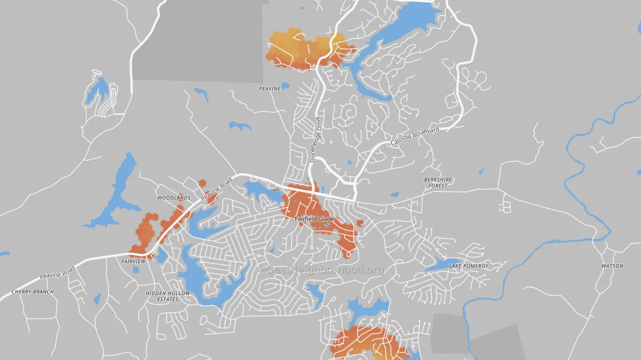 Bike Grade map of 38558, TN