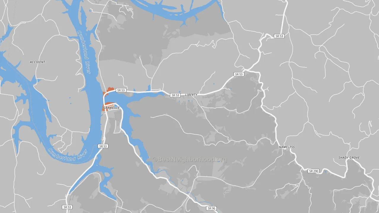Bike Grade map of 38564, TN