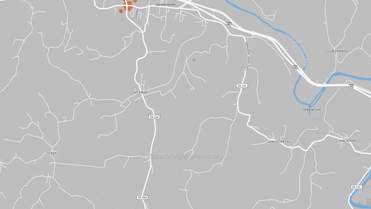 Bike Grade map of 38567, TN