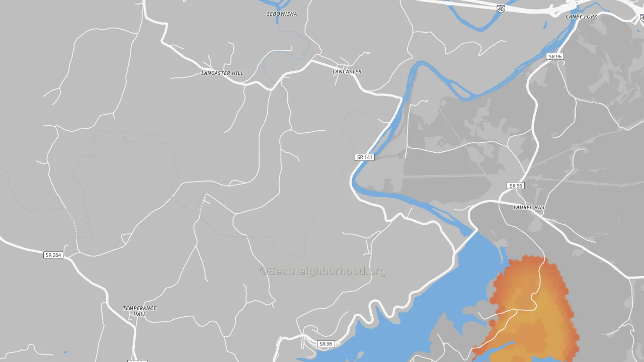 Bike Grade map of 38569, TN