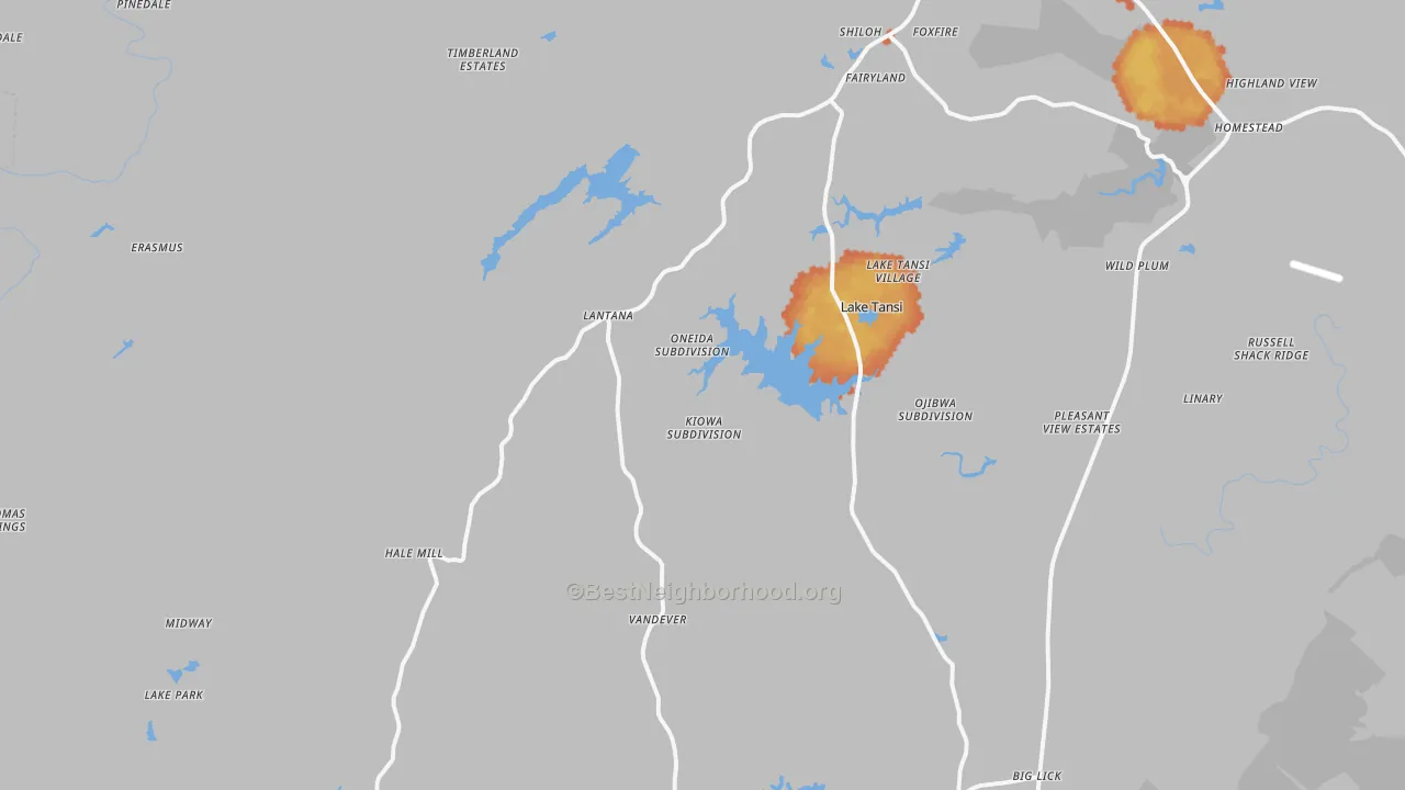 Bike Grade map of 38572, TN