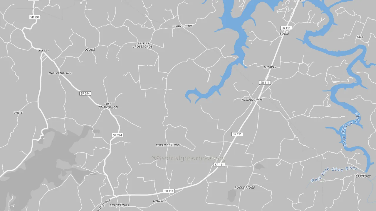 Bike Grade map of 38573, TN