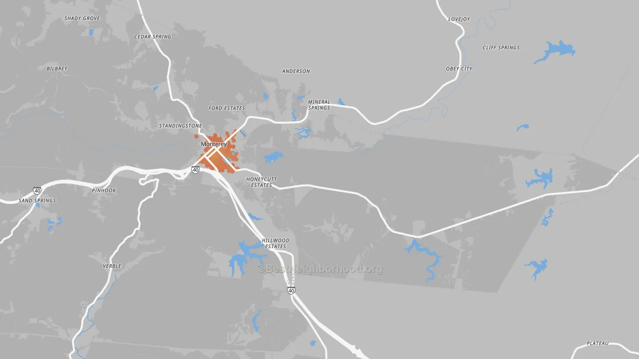 Bike Grade map of 38574, TN