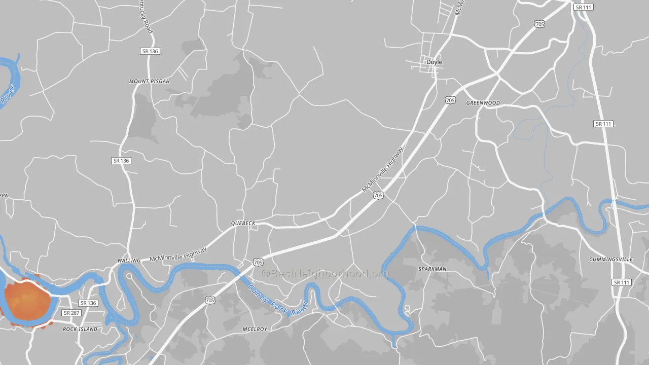 Bike Grade map of 38579, TN