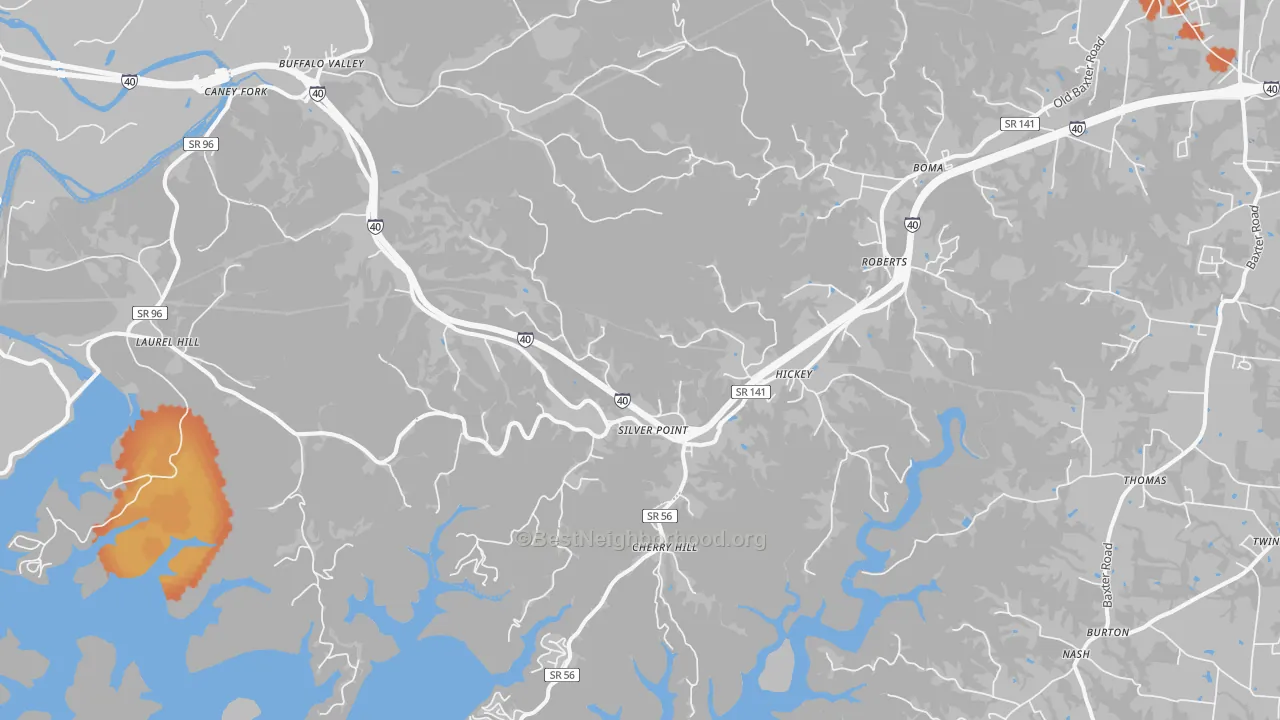 Bike Grade map of 38582, TN