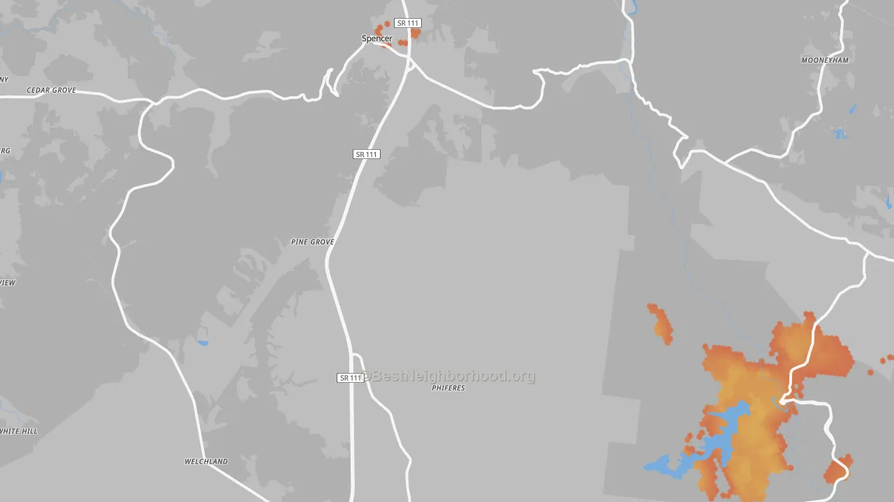 Bike Grade map of 38585, TN