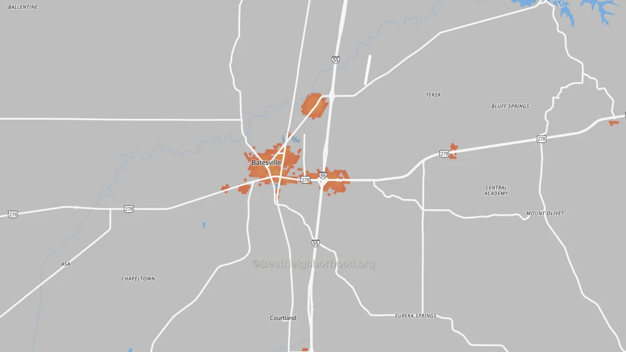 Bike Grade map of 38606, MS