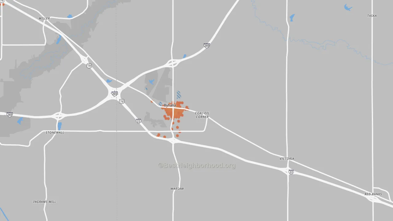 Bike Grade map of 38611, MS