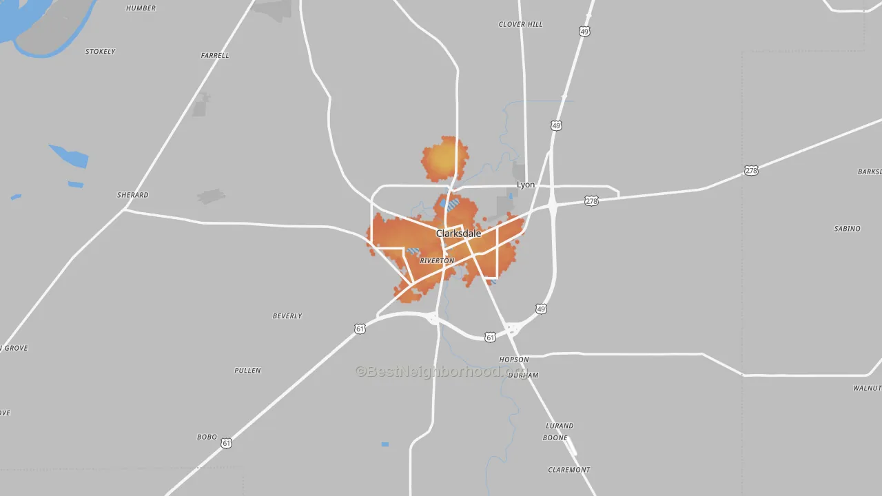 Bike Grade map of 38614, MS