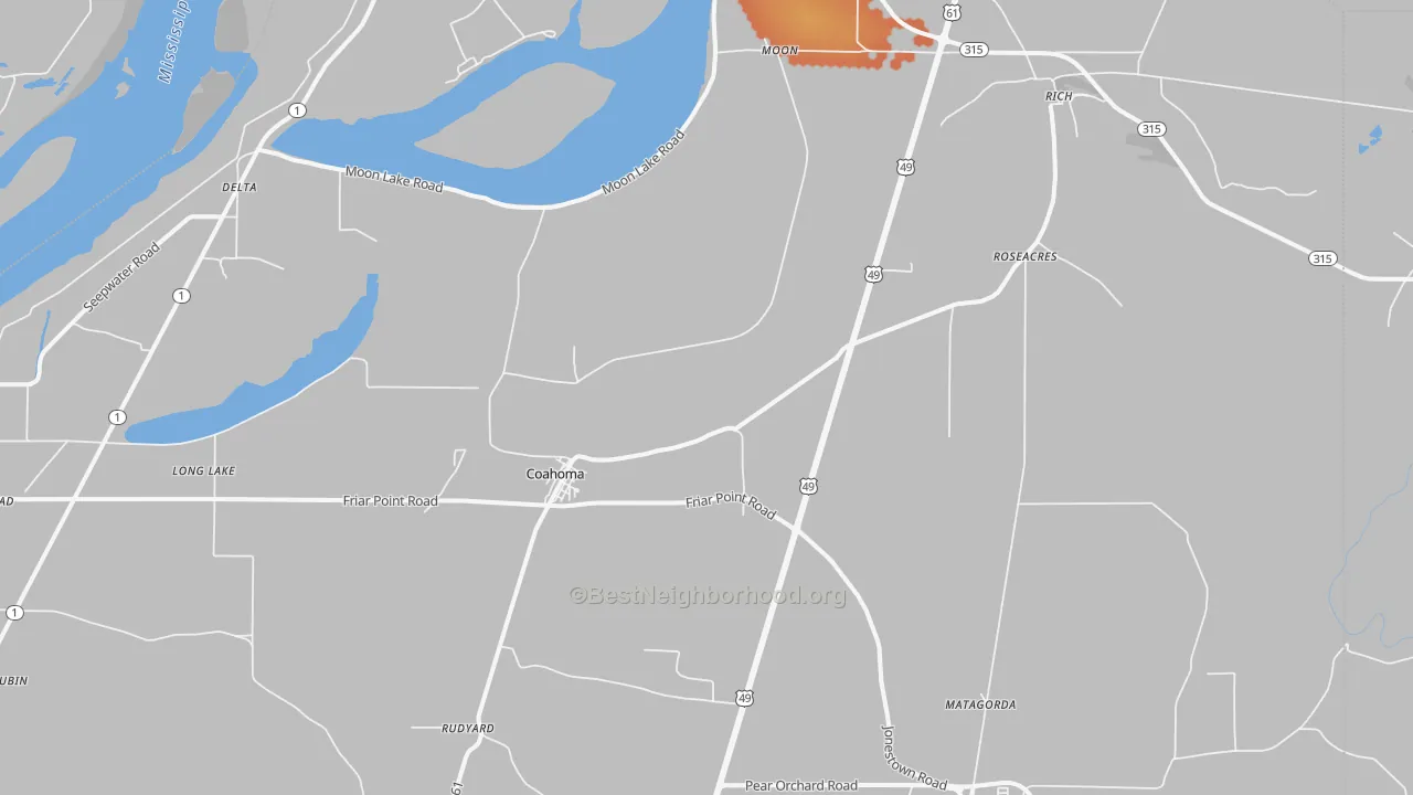 Bike Grade map of 38617, MS