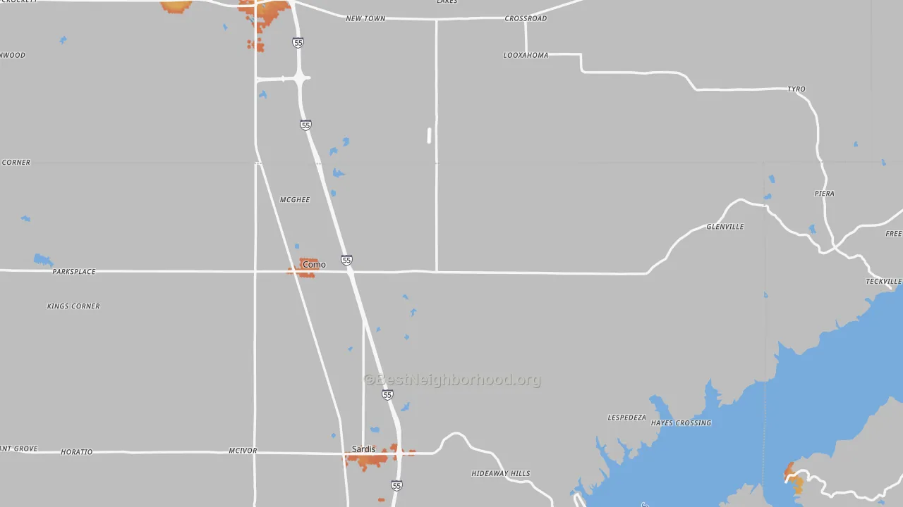 Bike Grade map of 38619, MS