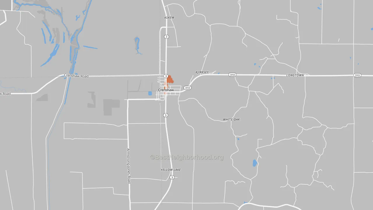 Bike Grade map of 38621, MS