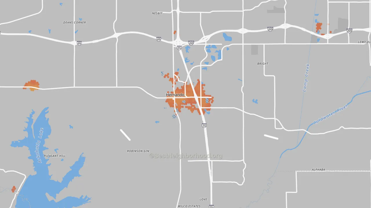 Bike Grade map of 38632, MS