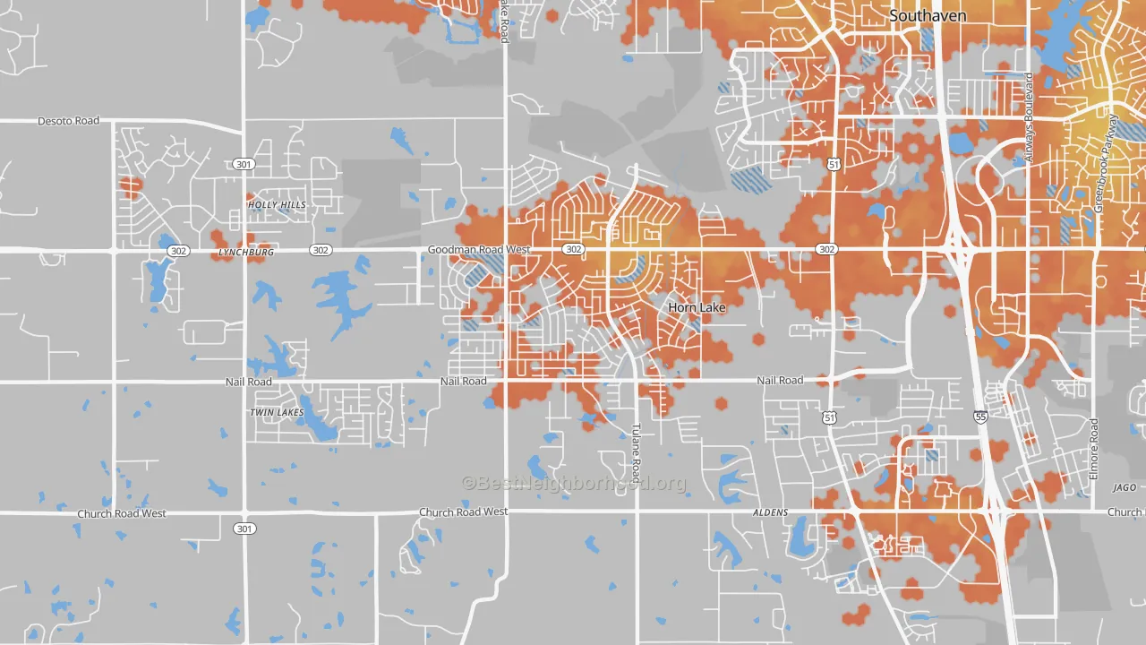 Bike Grade map of 38637, MS