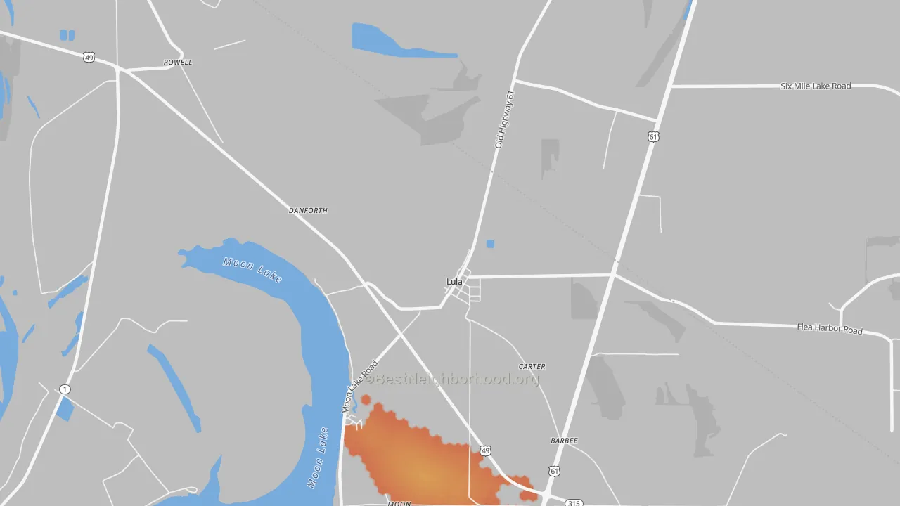 Bike Grade map of 38644, MS