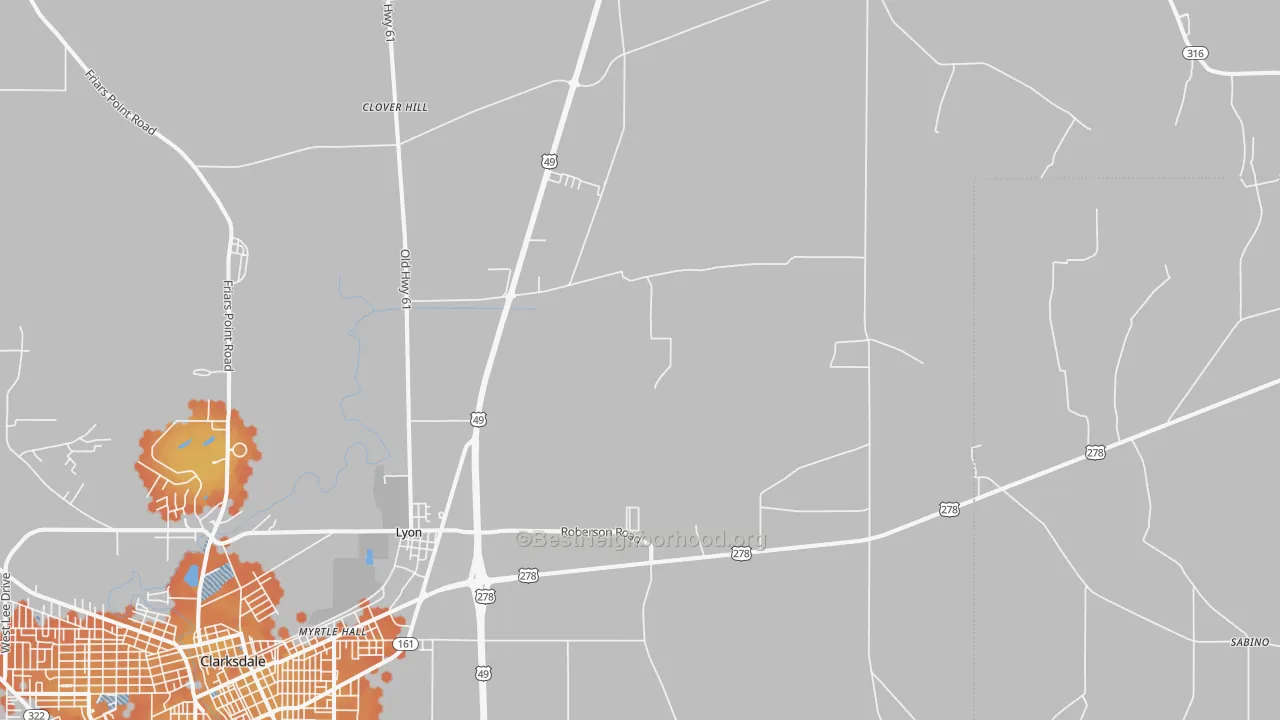 Bike Grade map of 38645, MS