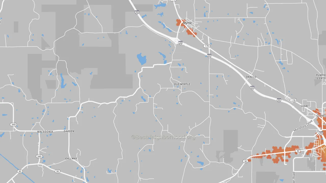 Bike Grade map of 38650, MS