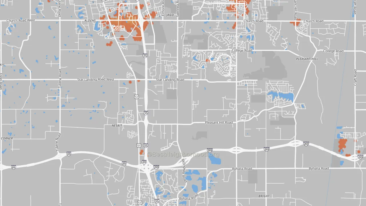 Bike Grade map of 38651, MS