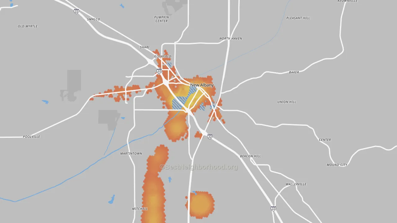 Bike Grade map of 38652, MS