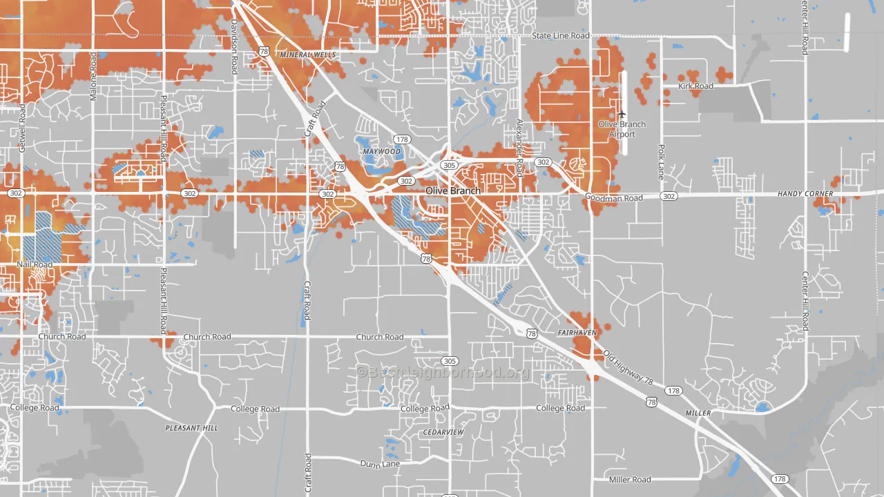 Bike Grade map of 38654, MS