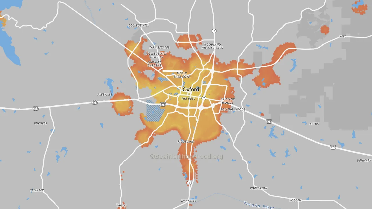 Bike Grade map of 38655, MS