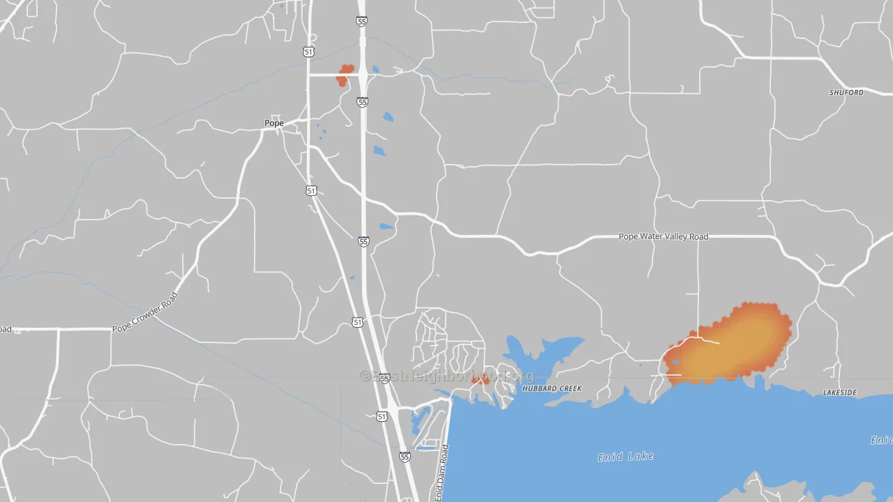 Bike Grade map of 38658, MS