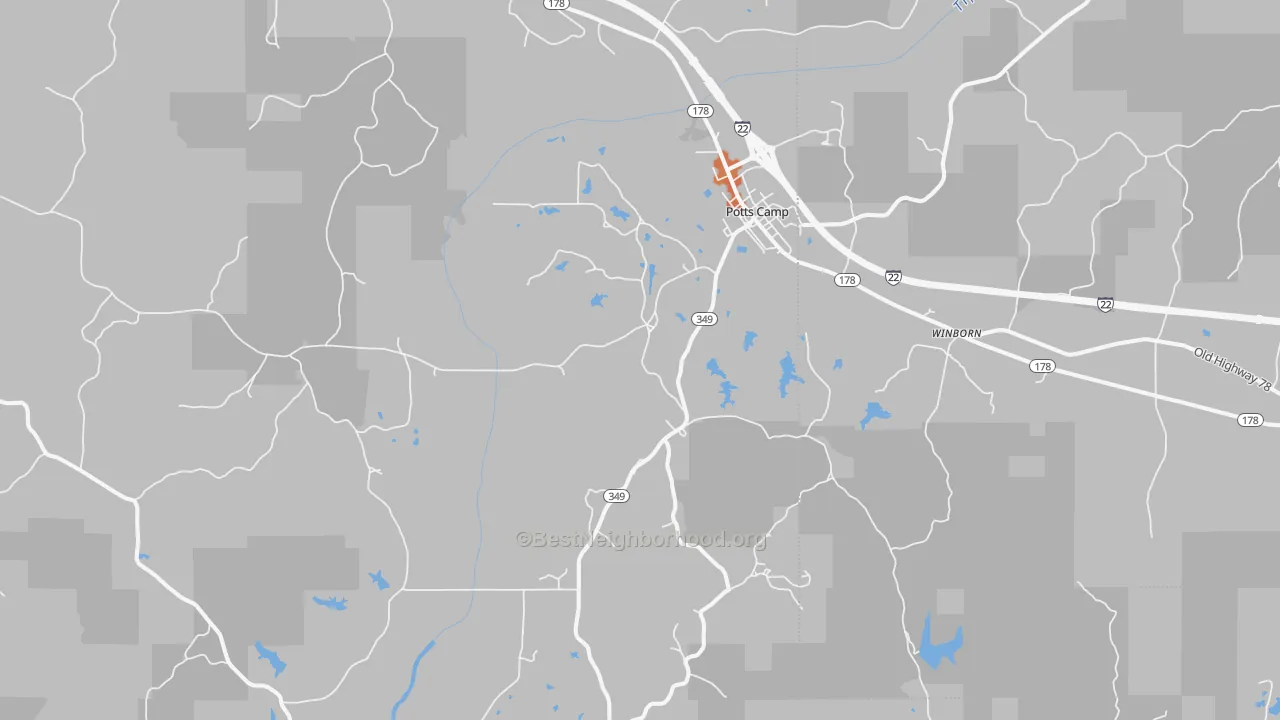 Bike Grade map of 38659, MS