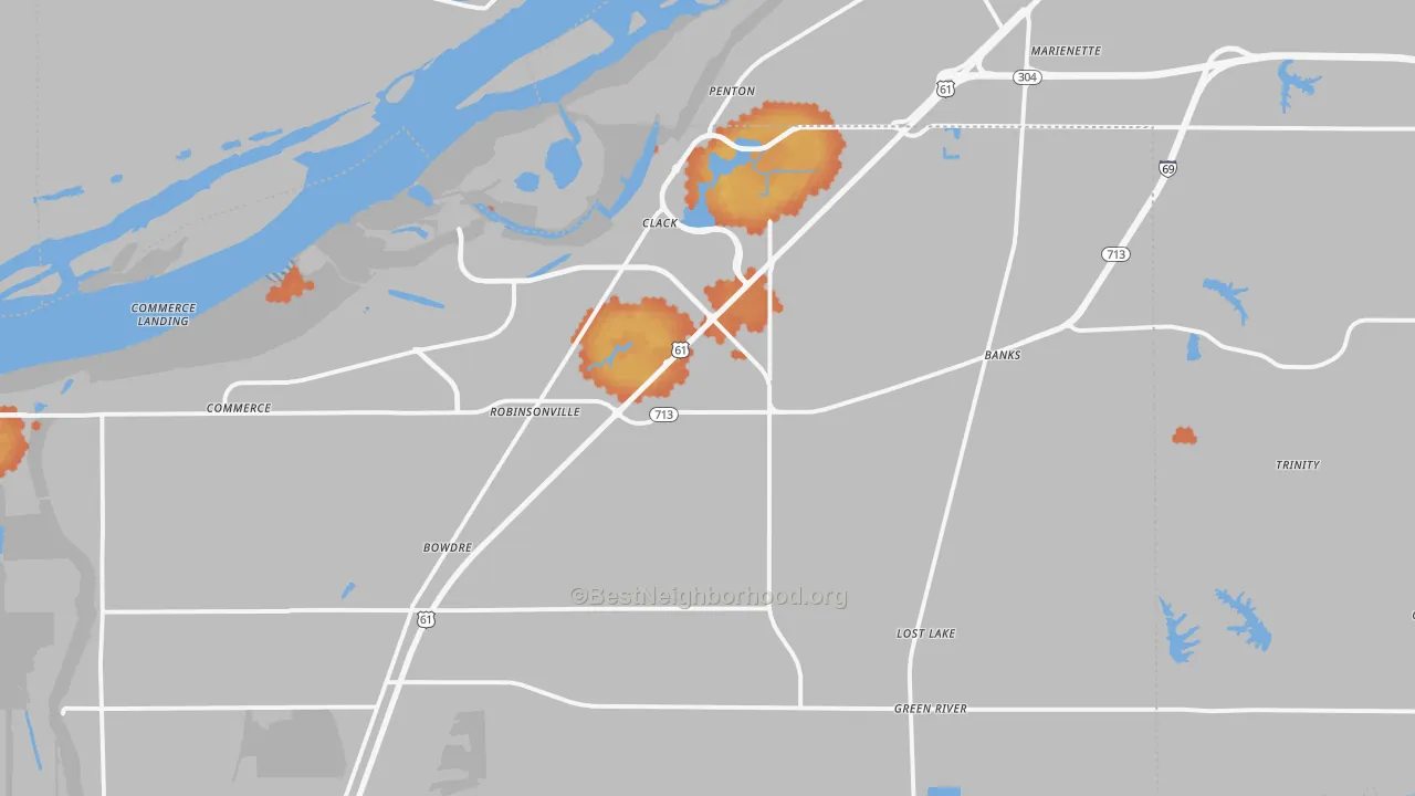 Bike Grade map of 38664, MS