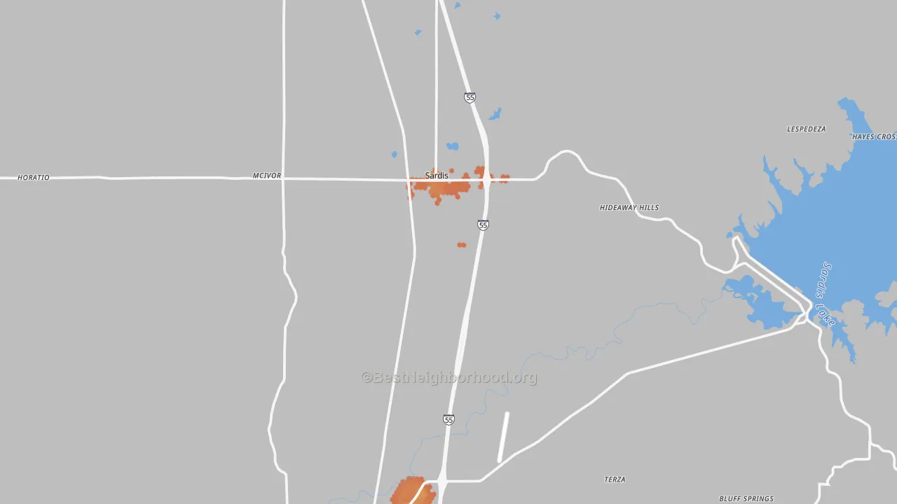 Bike Grade map of 38666, MS